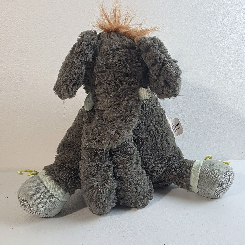Moulin Roty Bazar Bo the Elephant Plush Soft Toy Gray Stuffed Animal France GUC